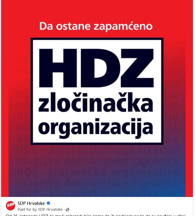 HDZ je pravomoćno osuđena ZLOČINAČKA&nbsp;ORGANIZACIJA!!!