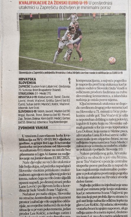 Izvješće za Sportske s utakmice Hrvatska –&nbsp;Slovenija