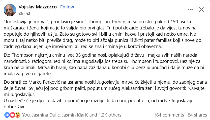 Viče tutlek Thompson: “Jugoslavija je mrtva!”&nbsp;😂😂😂